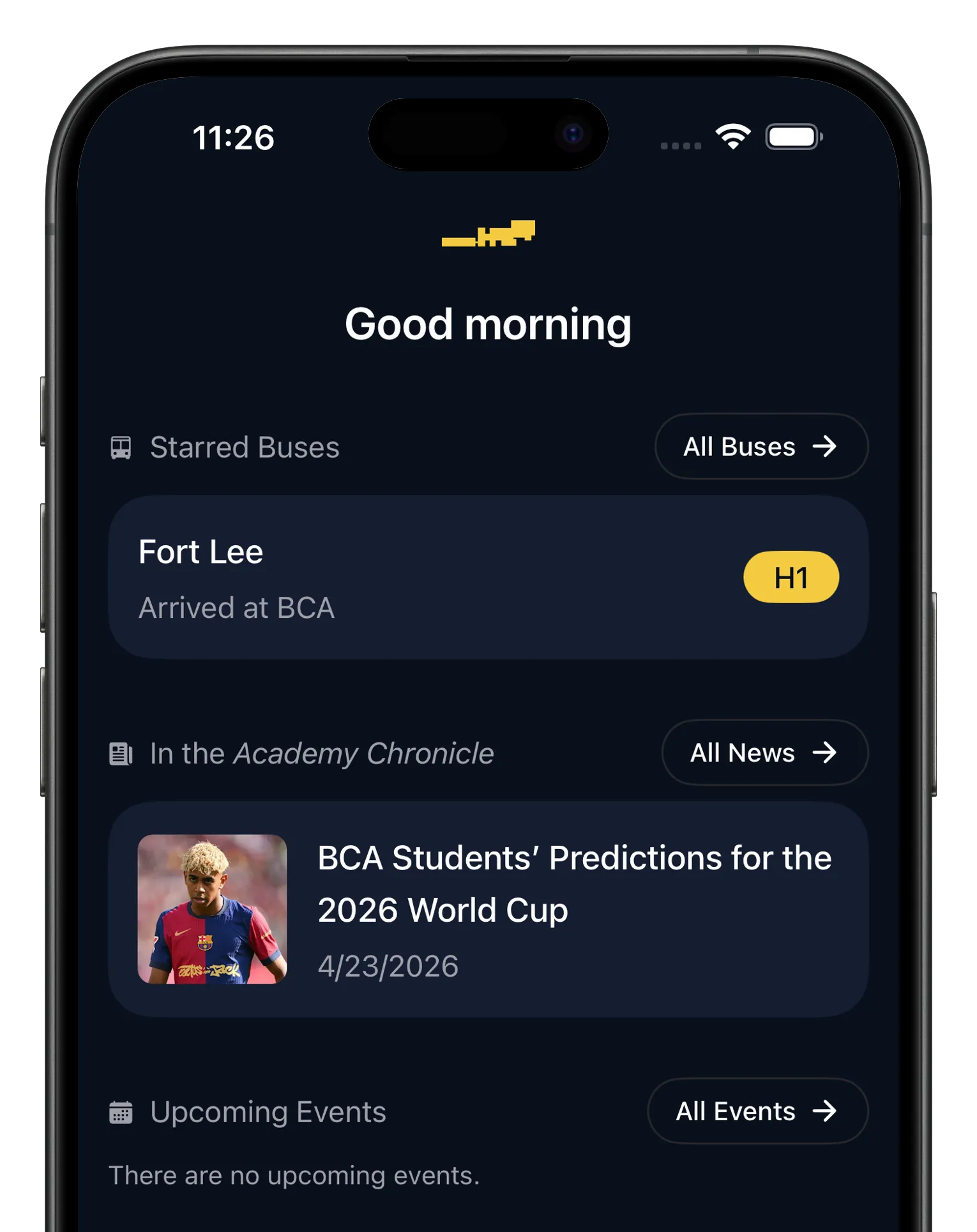 Screenshot of the myBCA main page on an iPhone.